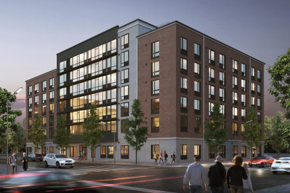 A rendering of the seven-story building in East New York.